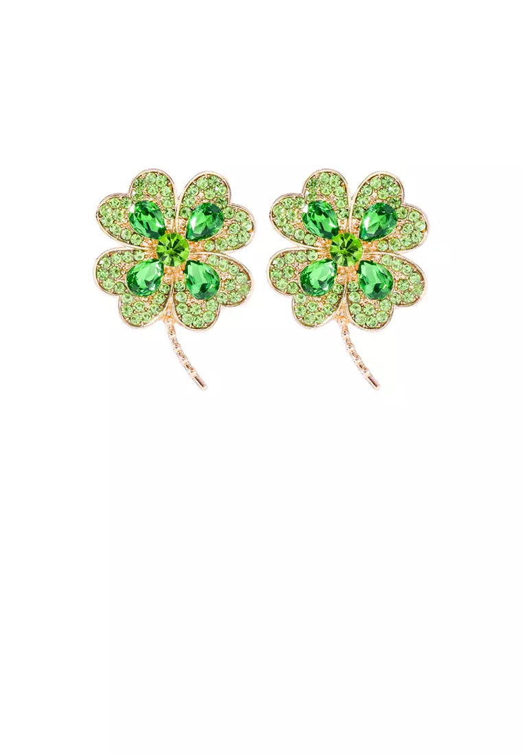 Gold clover earrings store