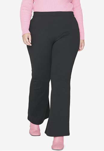 Trendyol black Plus Size Flare Fit Knitted Trousers EBD16AAEA608D3GS_1