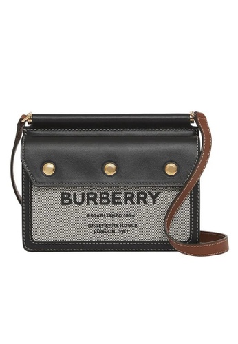 Burberry black Burberry Mini Horseferry Print Title Crossbody Bag in Black/Tan 690A7ACA82E9F3GS_1