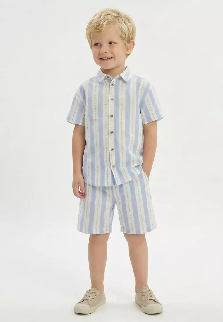 Babyshop Collared Short Sleeves Shirt And Shorts Set With Stripes
