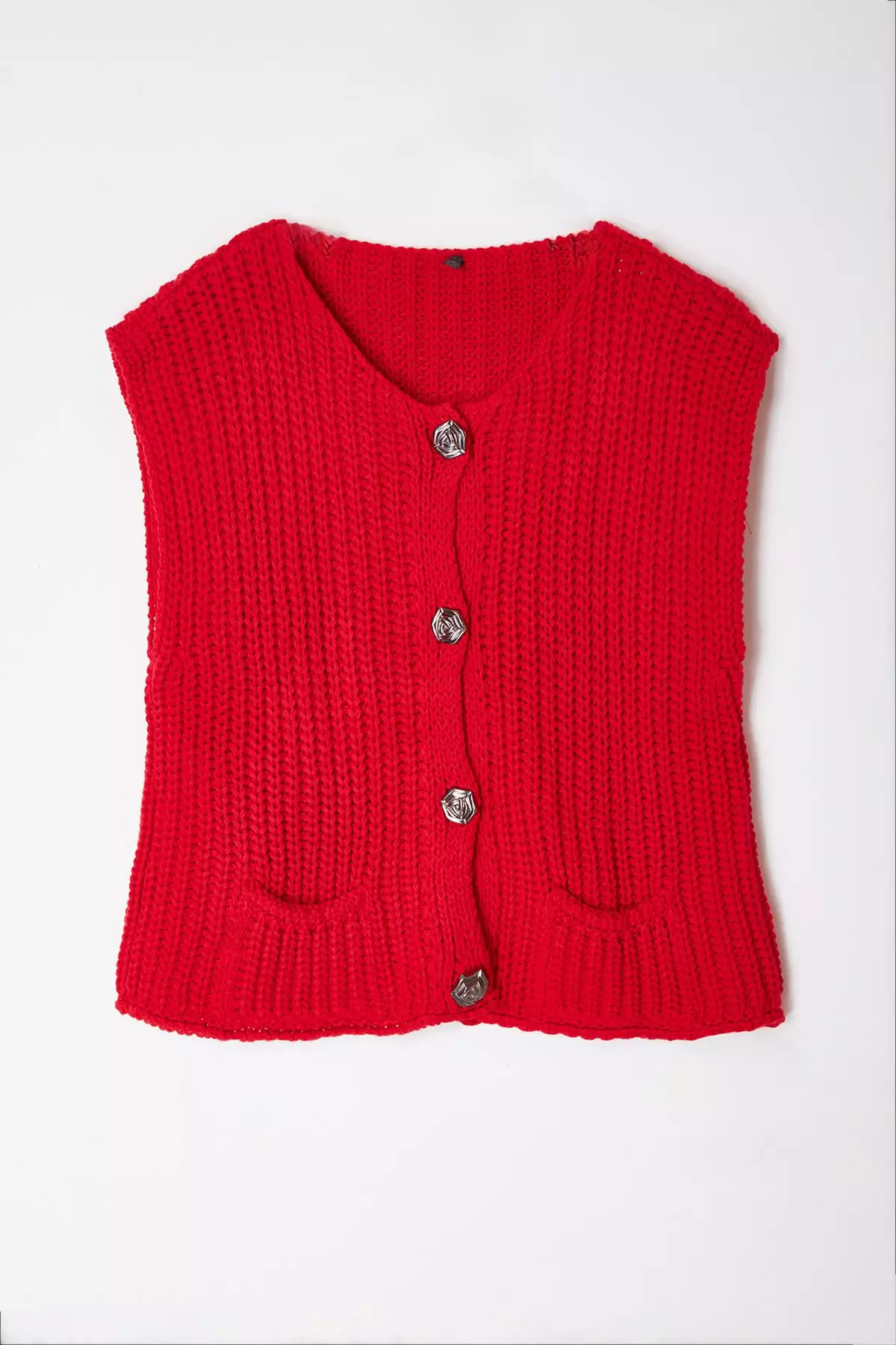 Red Soft Textured Fitted Vest Twoaw25Ye00027