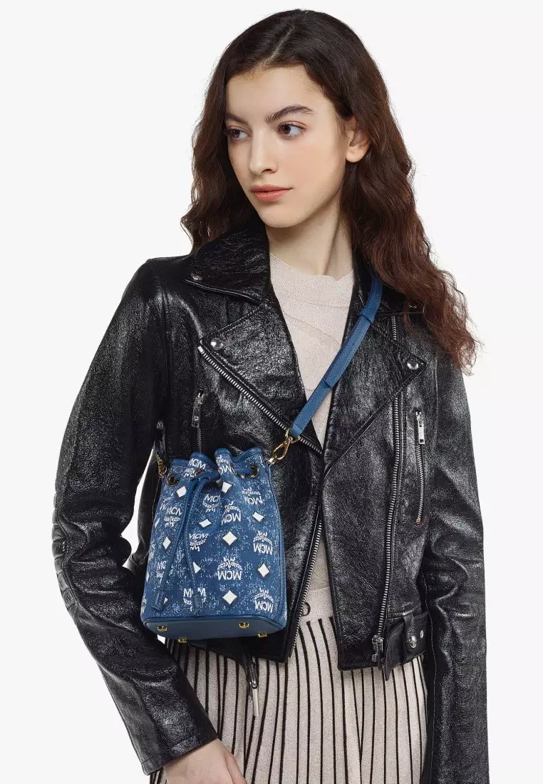 Buy MCM Dessau Drawstring in Vintage Denim Jacquard 2025