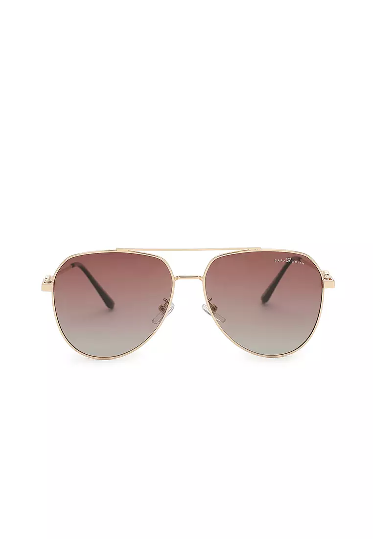 Unisex Polarized Aviator Sunglasses - Glossy Gold