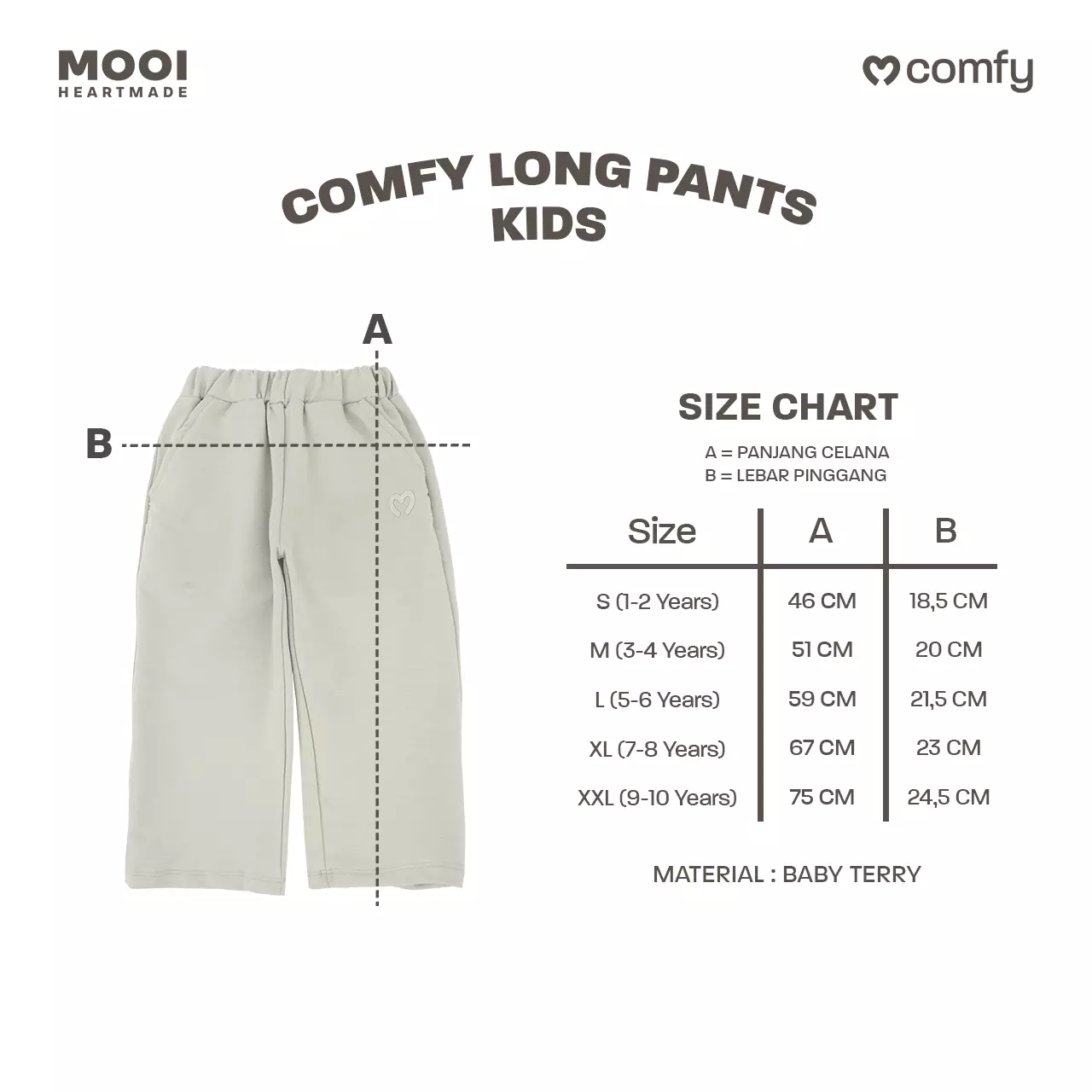 Mooi Celana Panjang Anak Perempuan Comfy Long Pants - Light Grey