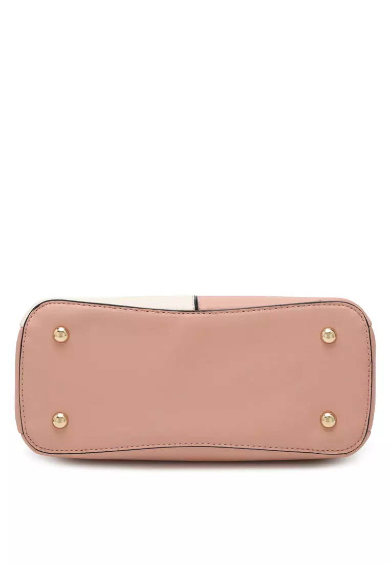 Women's Contrast Top Handle Bag / Shoulder Bag / Crossbody Bag - Pink