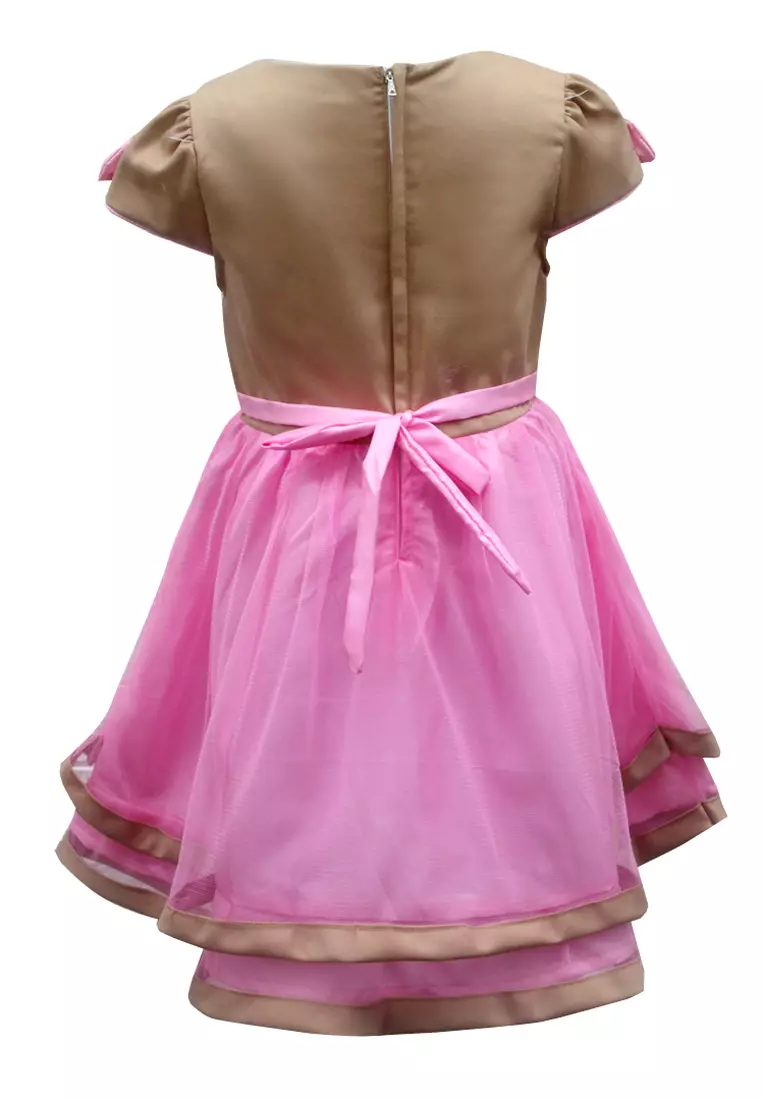 Two Mix Dress Anak Perempuan Bahan Kaos Scuba Gratis Tas Lucu Musang Usia 1-12 tahun 4130