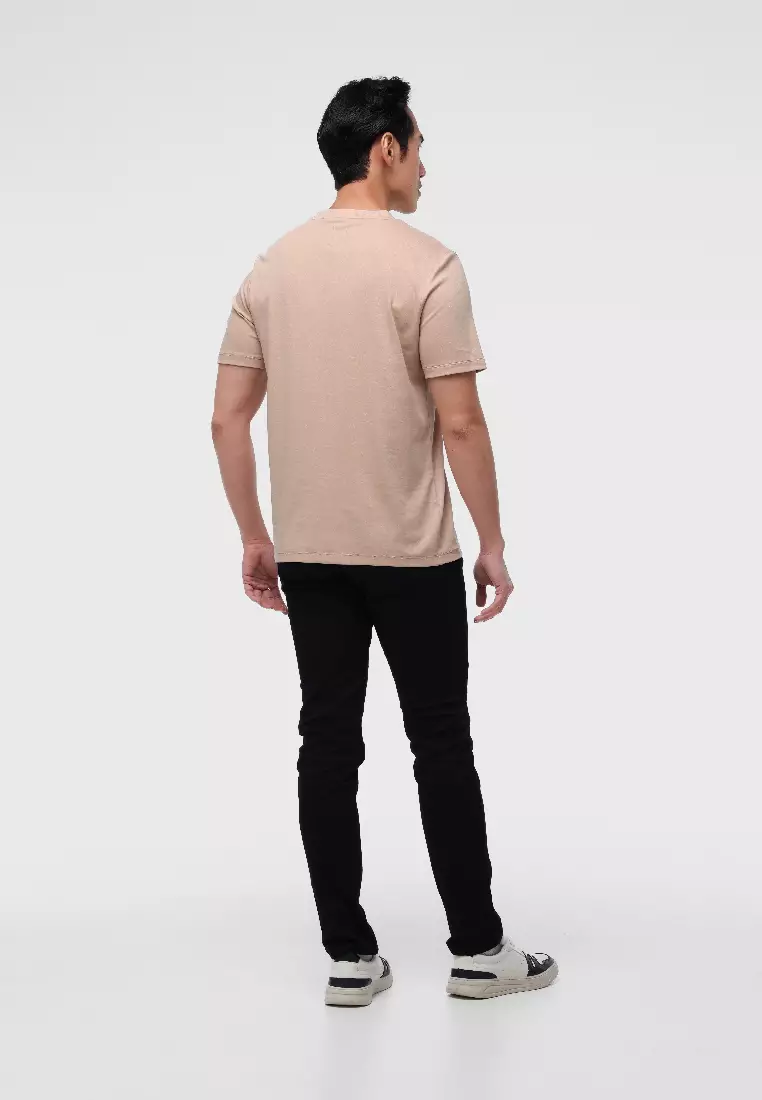 MANZONE - Kaos Jersey Lengan Pendek Pria Bucky Slim Fit - Beige