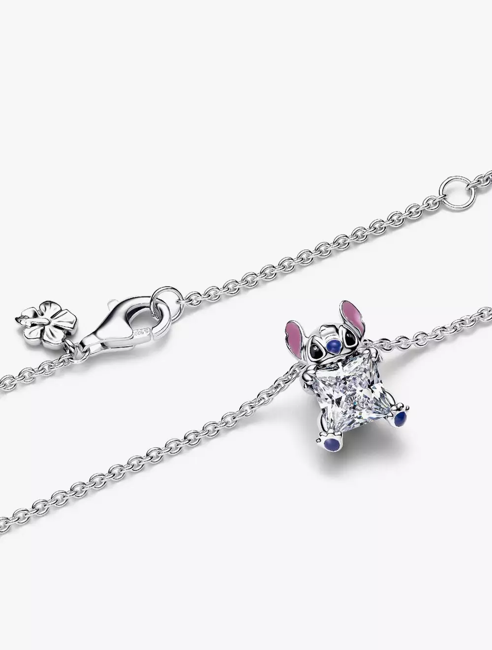 Disney Stitch pendant necklace with clear cubic zirconia, purple, blue and black enamel