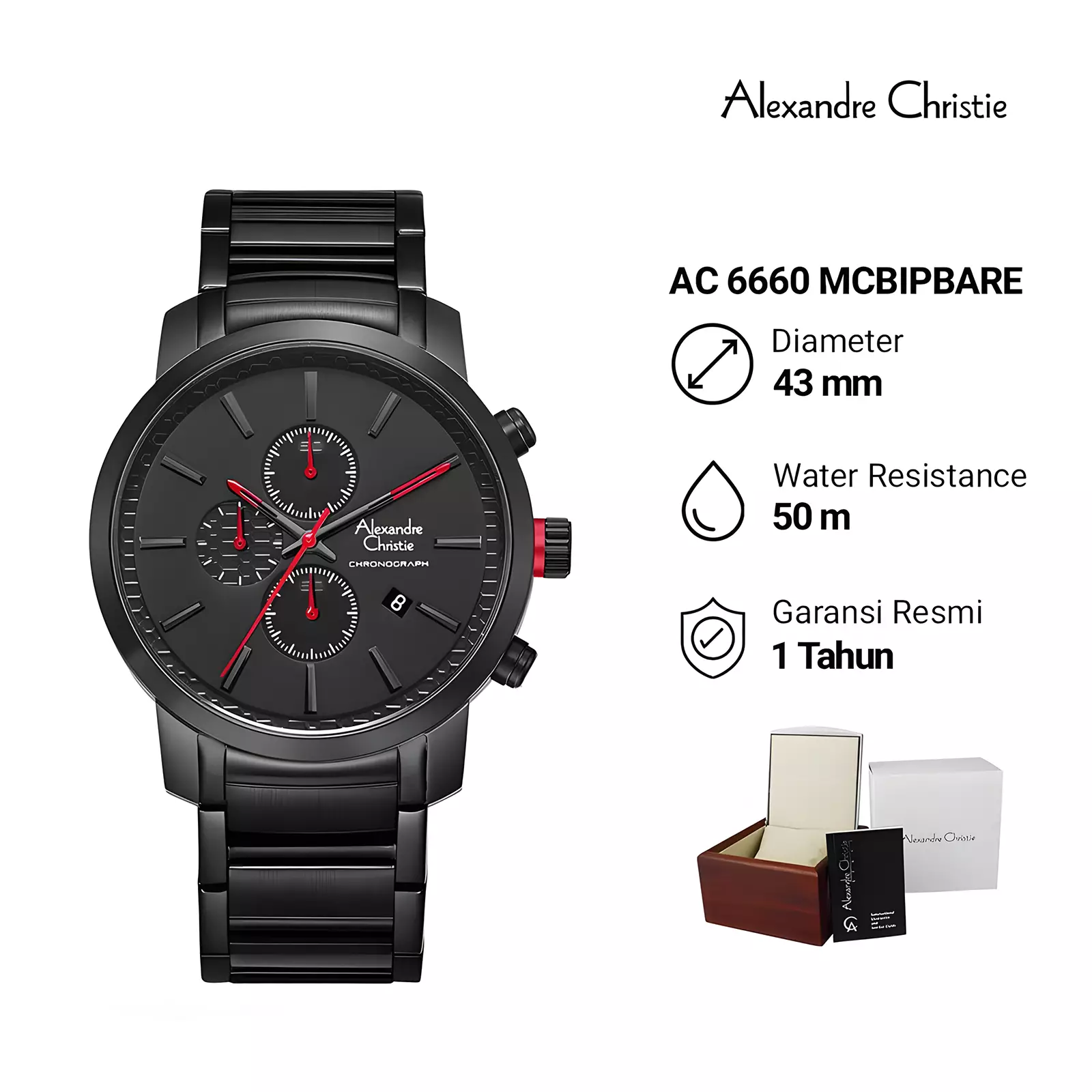 Jam Tangan Chronograph Pria - IP Red - Stainless Steel - 6660 MCBIPBARE