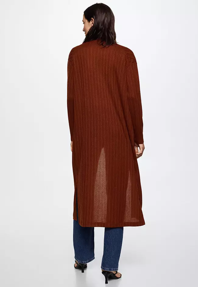 Ribbed top long cardigan