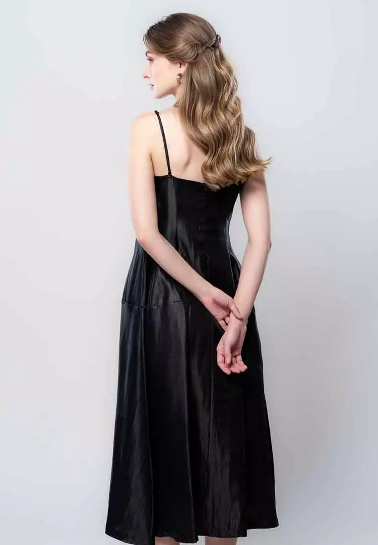 Orivelle Sleeveless Satin Dress with Adjustable Strap