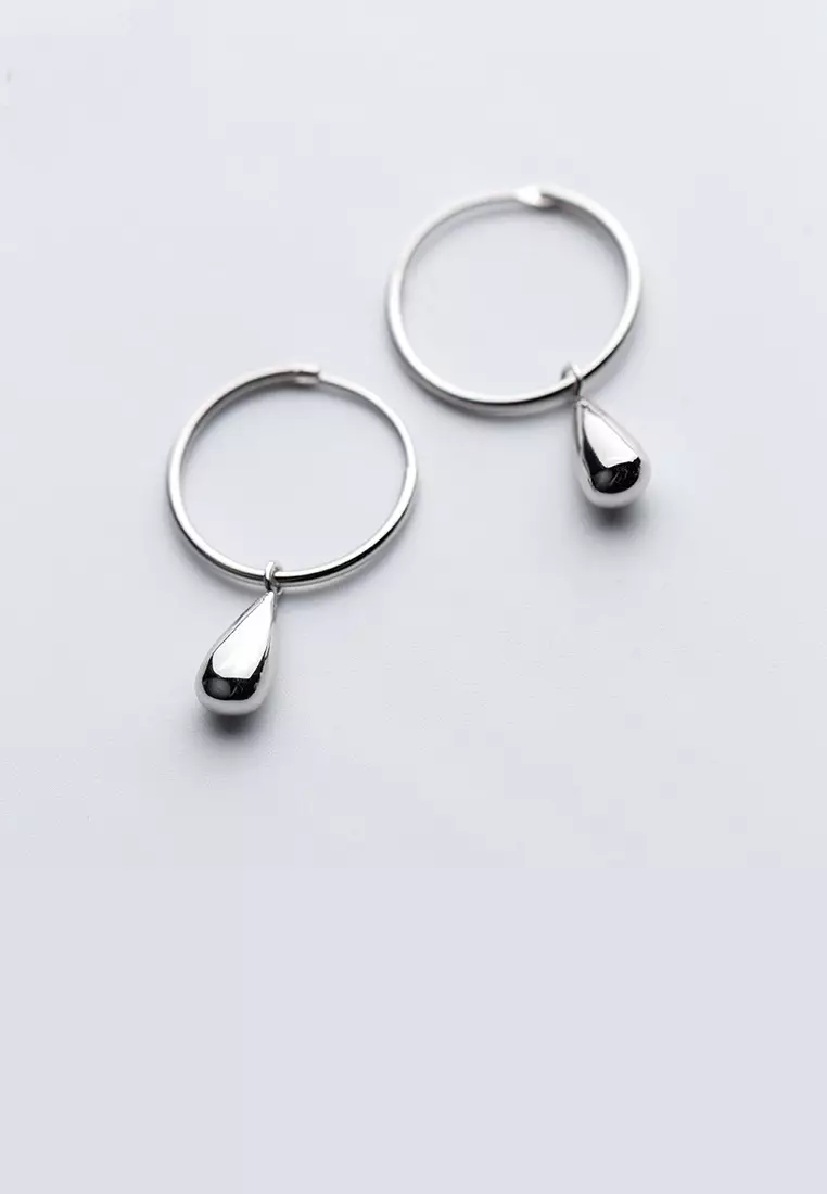925 Silver Waterdrop Hoop Earrings JW AR-E6471
