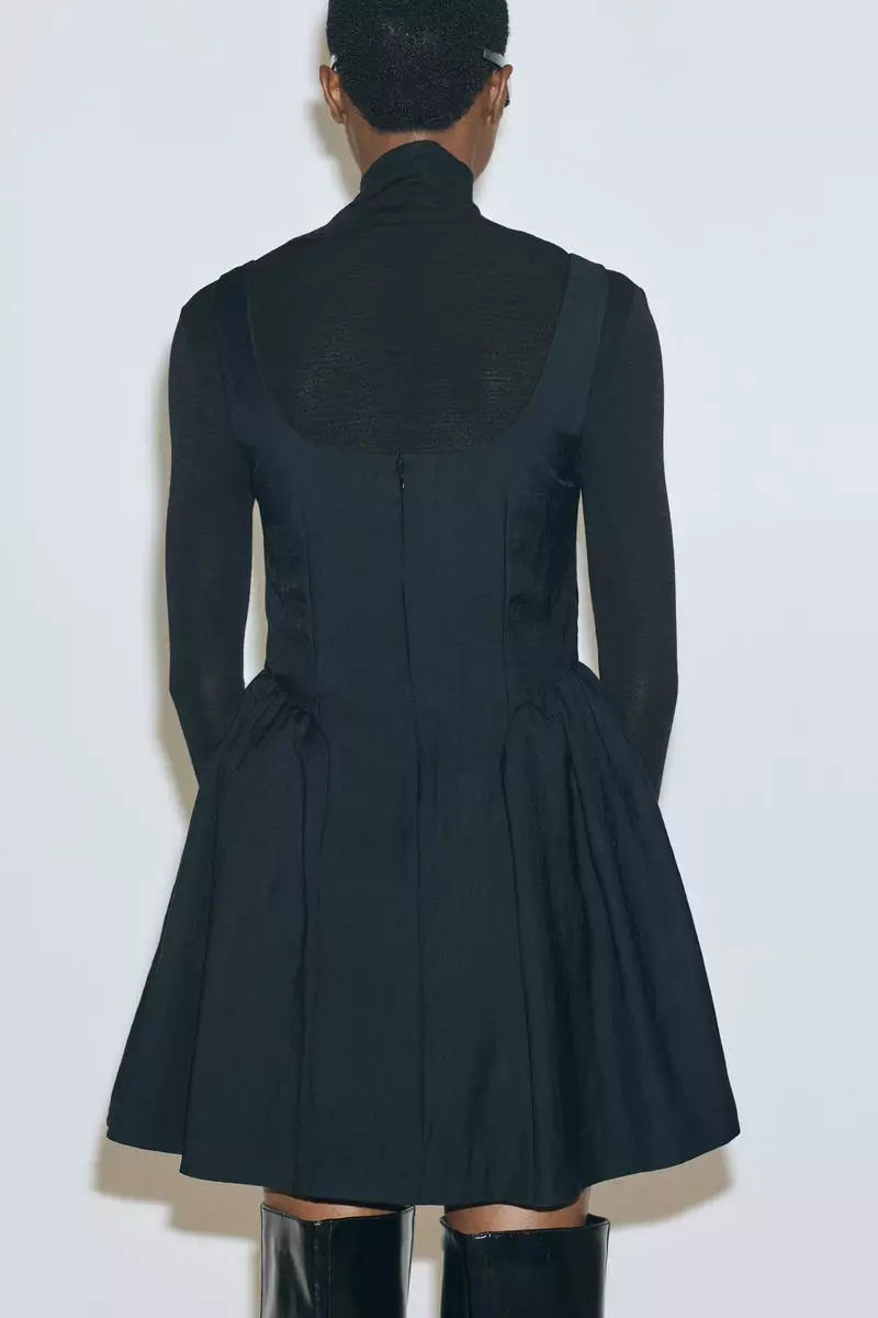 Gathered square-neck dress