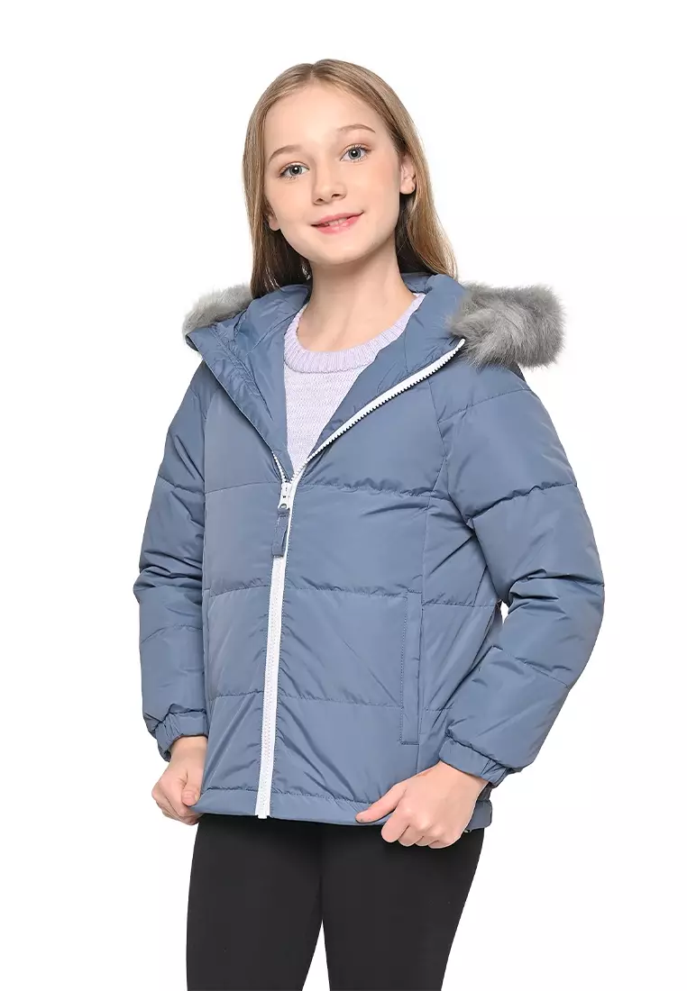 Girls puffer clearance jacket with hood