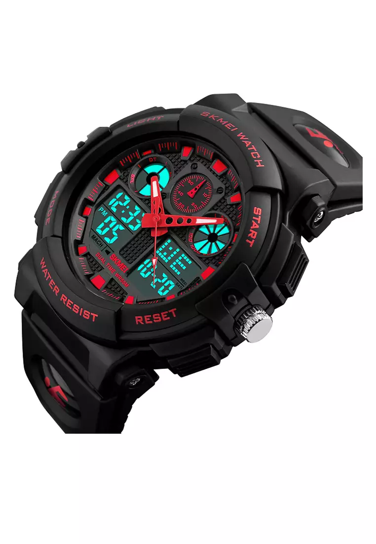 Skmei - Jam Tangan Pria - Black Red - Resin Strap - 1270-H