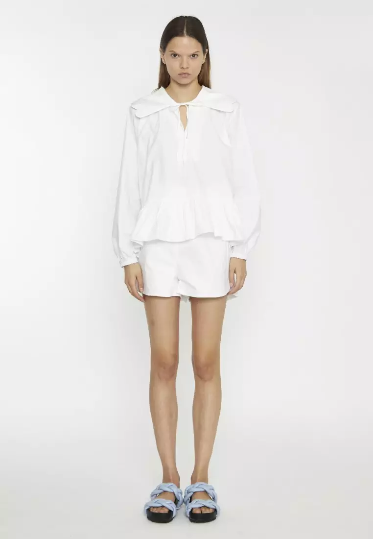 Collared Tie Front Blouse