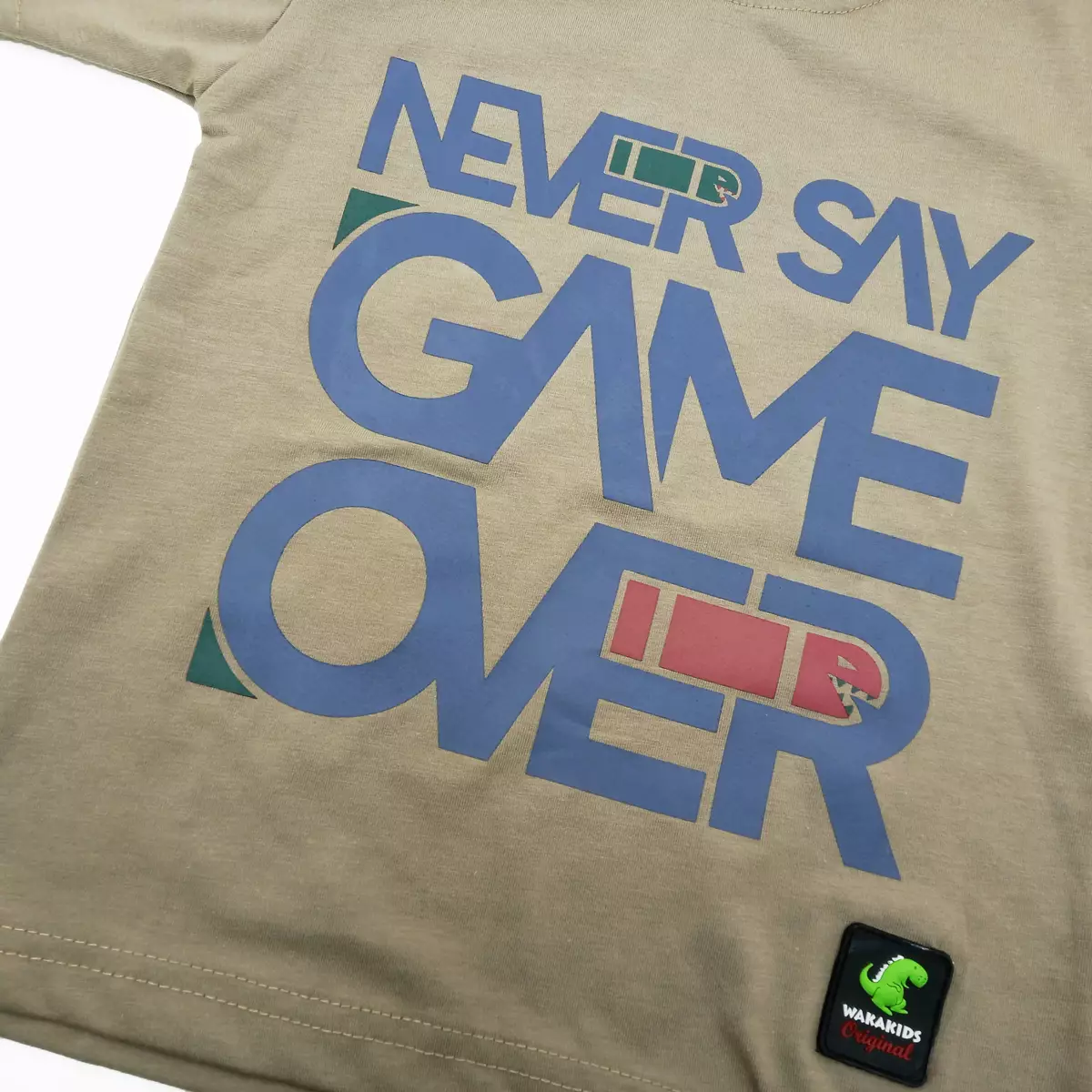 Wakakids Kaos Anak Laki Laki Atasan Baju Oblong Lengan Pendek Motif Never Say Game Over 4122 Army Wkats