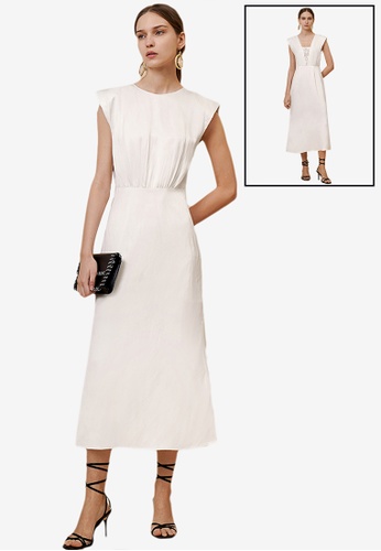 Saturday Club white Midi High Rise Waist Dress with Shoulder Detail 22B64AA5FF11C1GS_1