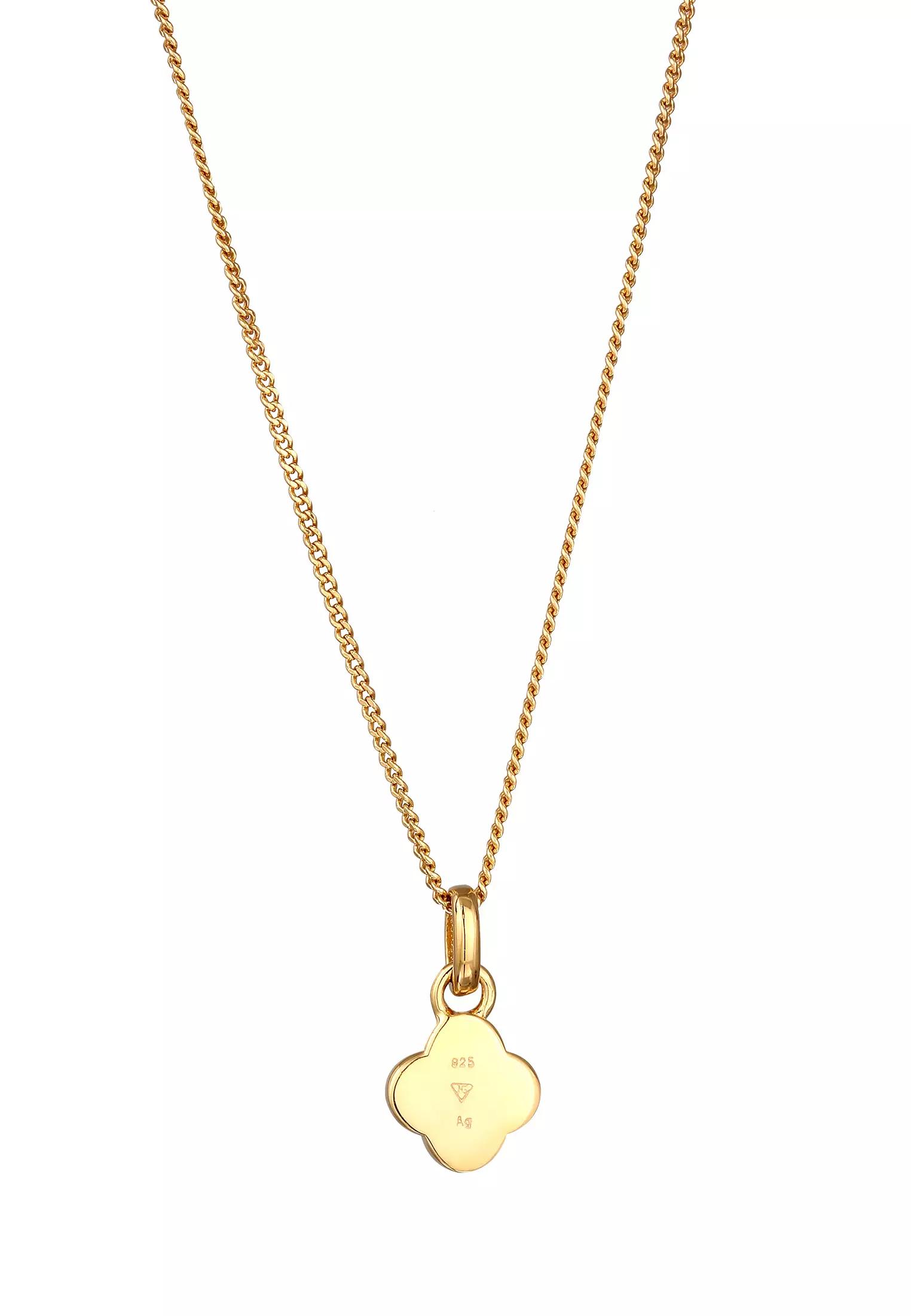 Necklace Cloverleaf Pendant Enamel White Gold Plated