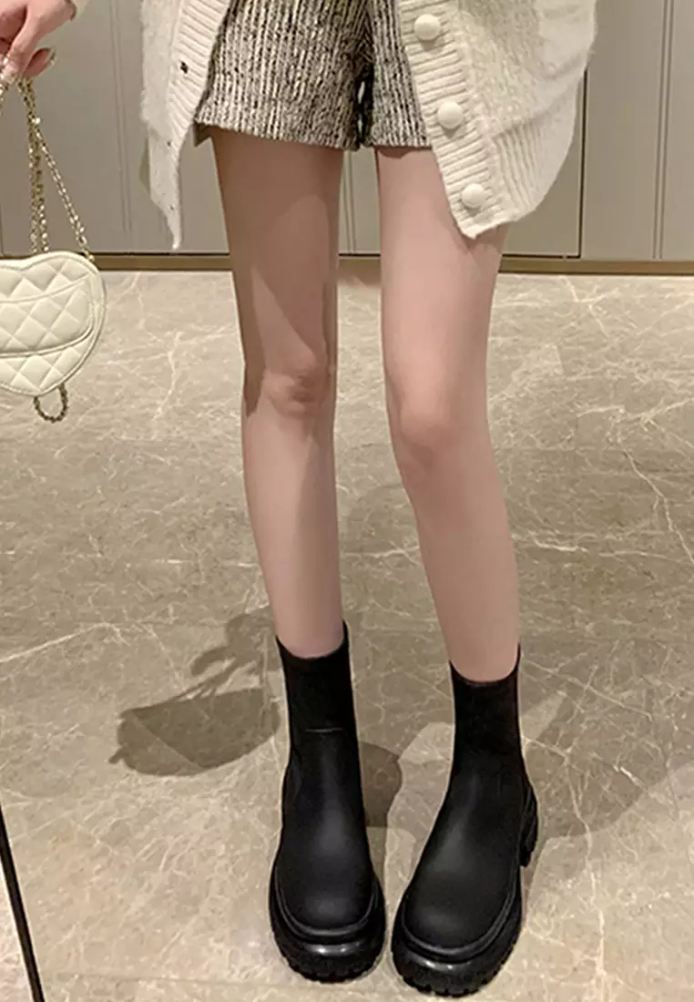 Elastic Microfiber Leather Zipper Boots QZ1938-9