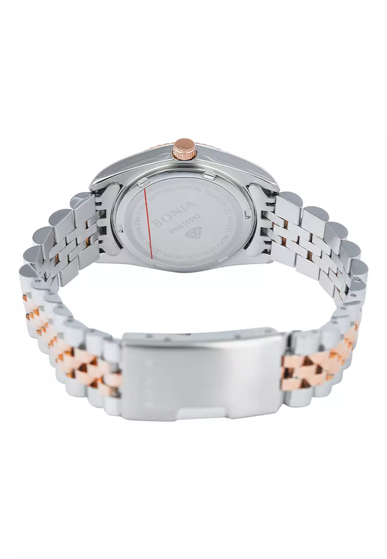 Bonia Diamond - Jam Tangan Analog Wanita - Silver Rosegold - Stainless Steel - B10552-3643