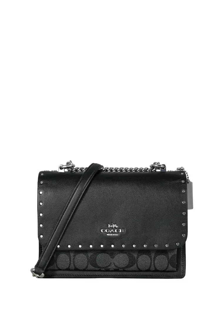 Klare Crossbody In Signature Canvas With Rivets Graphite Black