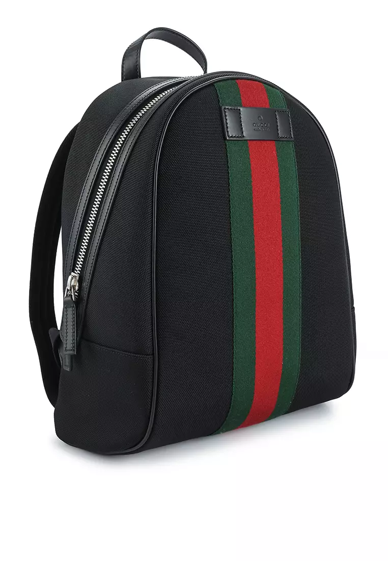 Black gucci backpack with red and green stripe on sale