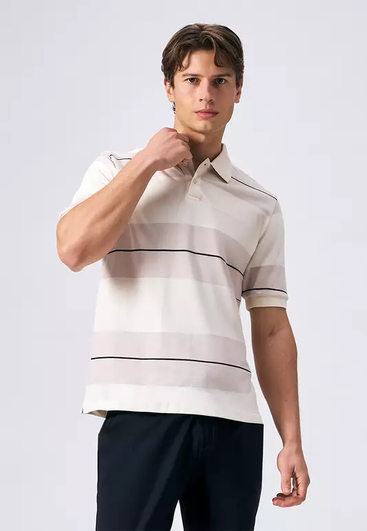 Striped Pique Polo