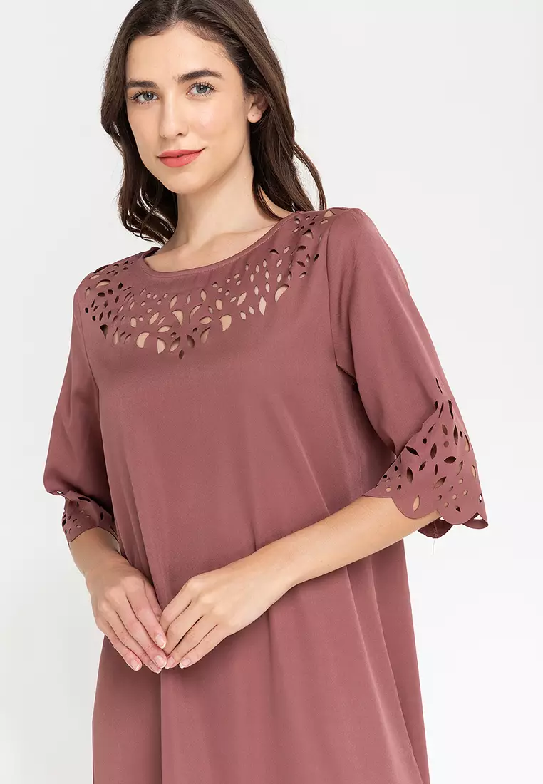 Caryl Laser Cut Hem Dress