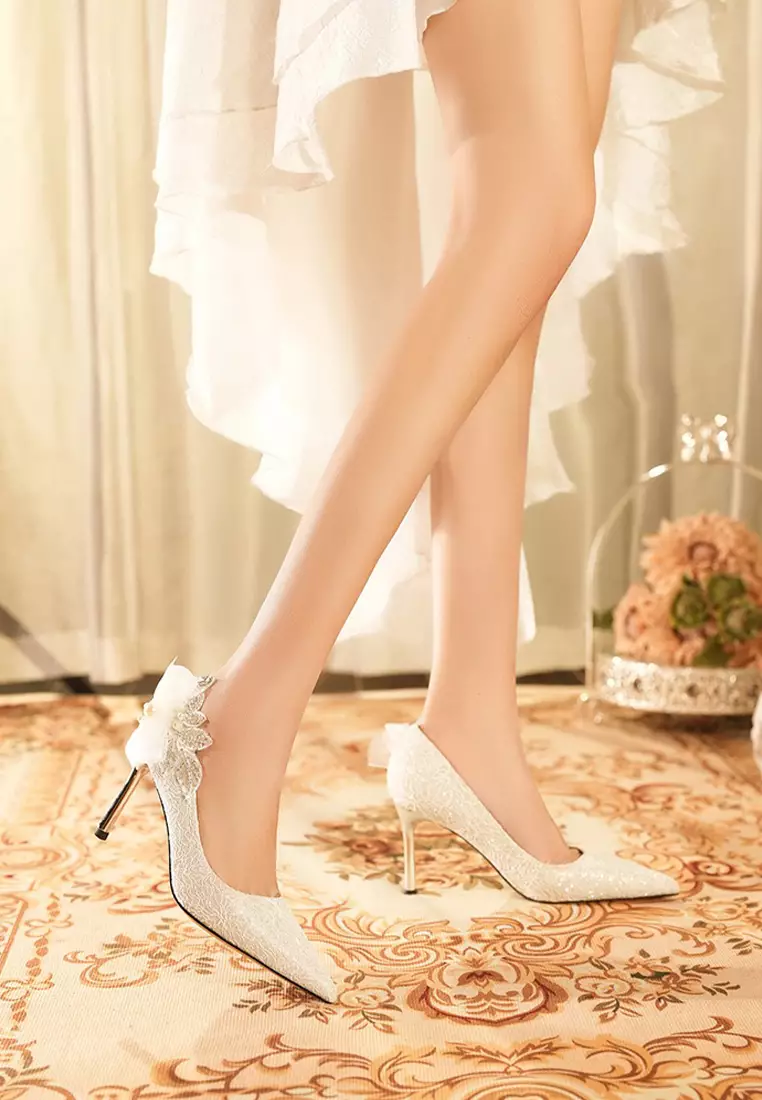6CM Flower Lace Pointed Wedding Heels PX708-A80