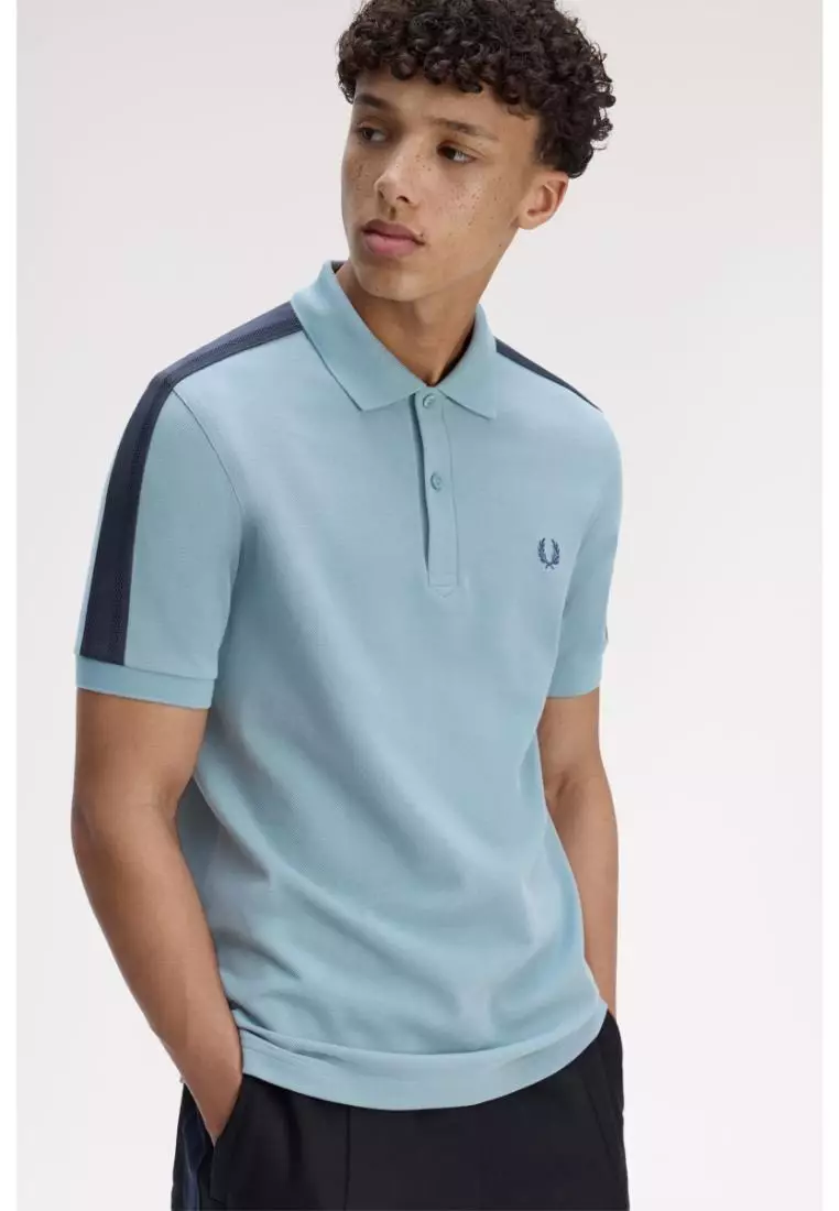 Fred Perry M1727 Mesh Taped Polo Shirt (Stockport Blue)