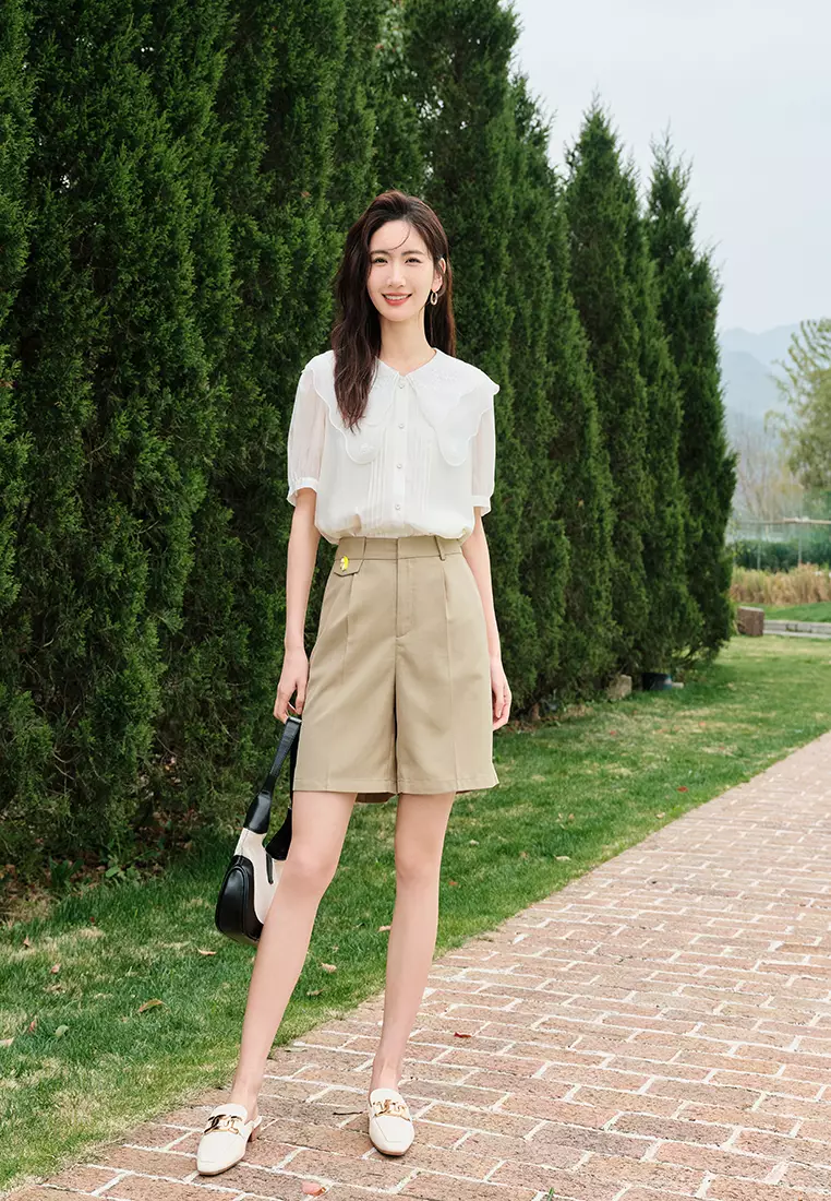 Puff Sleeve Lace Collar Shirt