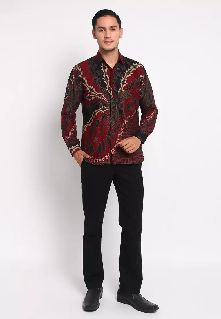 Resi Abyasa Red Kemeja Batik Pria Premium Slimfit Modern Lengan Panjang