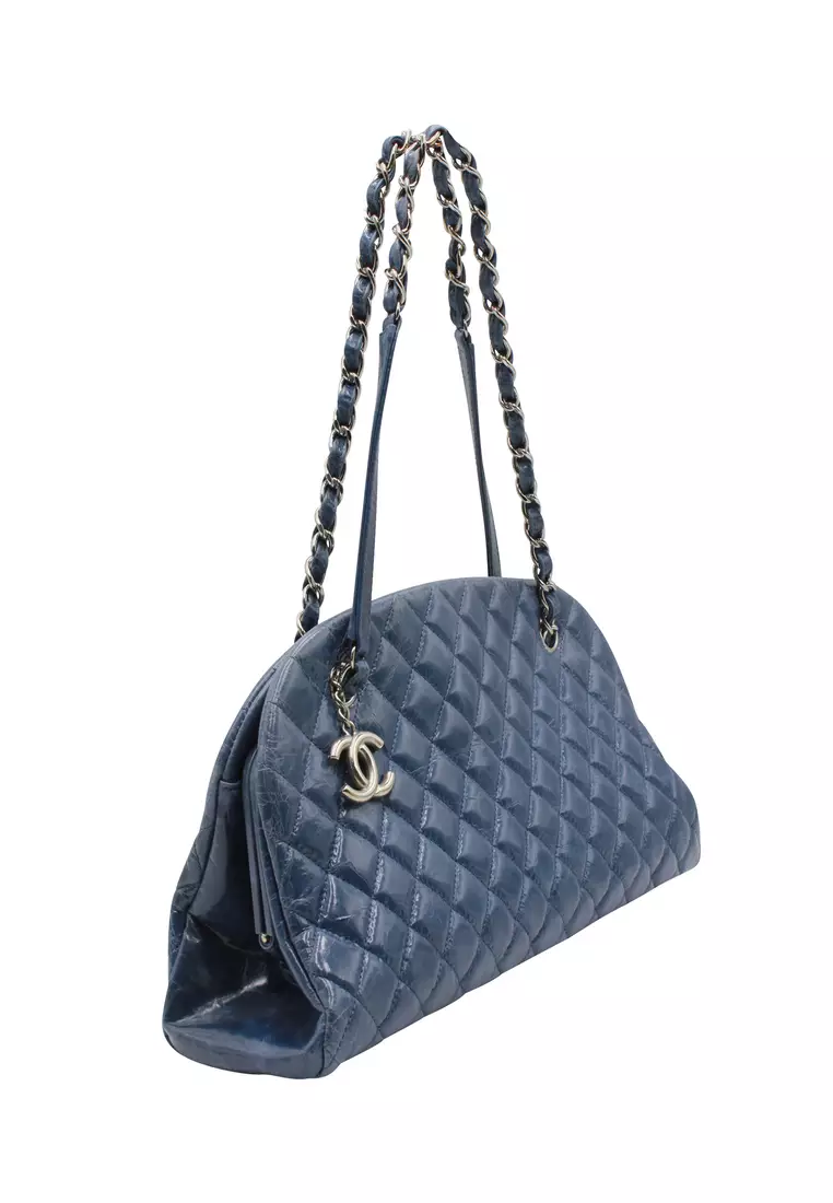 Chanel Black Glazed Calfskin Just Mademoiselle Medium Bowling Bag