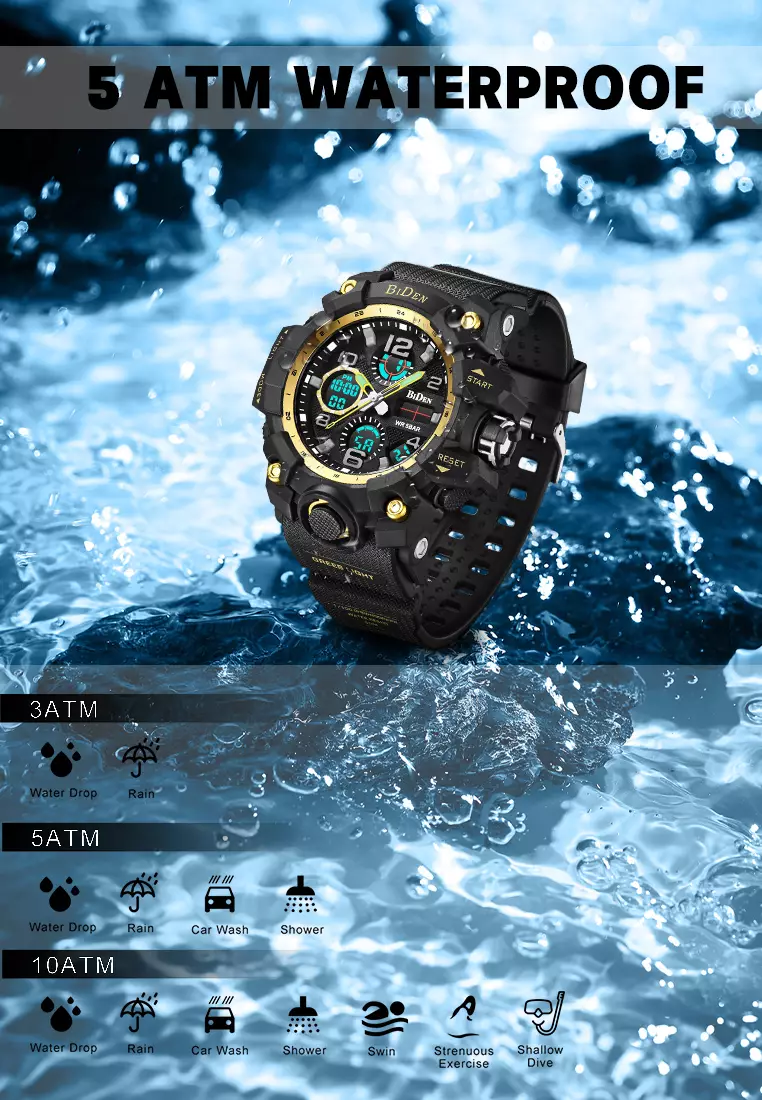 Jam Tangan Pria Militer Olahraga Digital&Analog Tali Silikon 3ATM Anti Air Jam Tangan Cowok