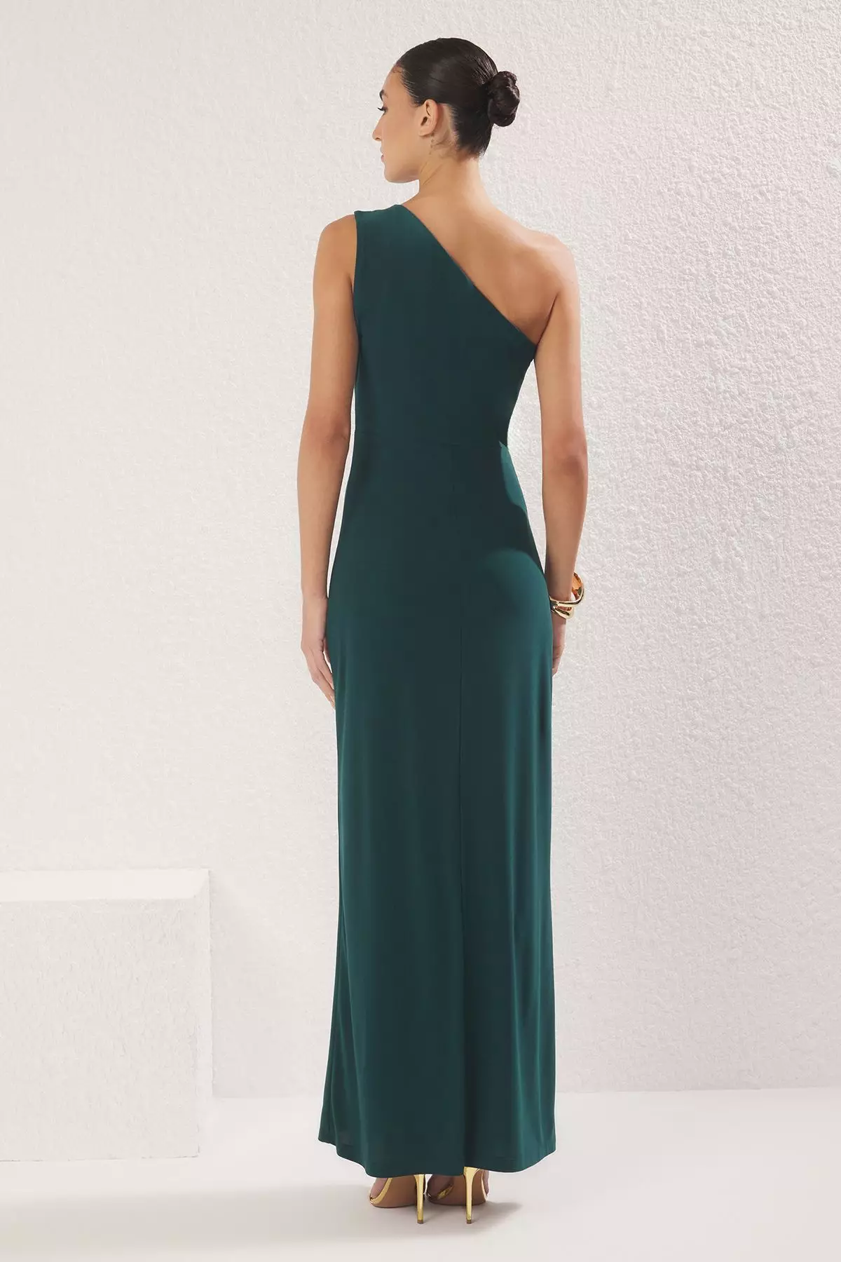 Emerald Green Body-fitting Accessory Detailed Knitted Long Evening Night Graduation Dress TPRSS25AE00016