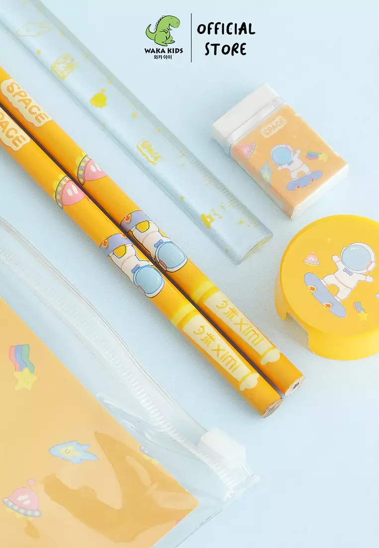 Wakakids Set Alat Tulis Sekolah Anak Mini Stationary 5in1 Motif Astronot Venrc Biru