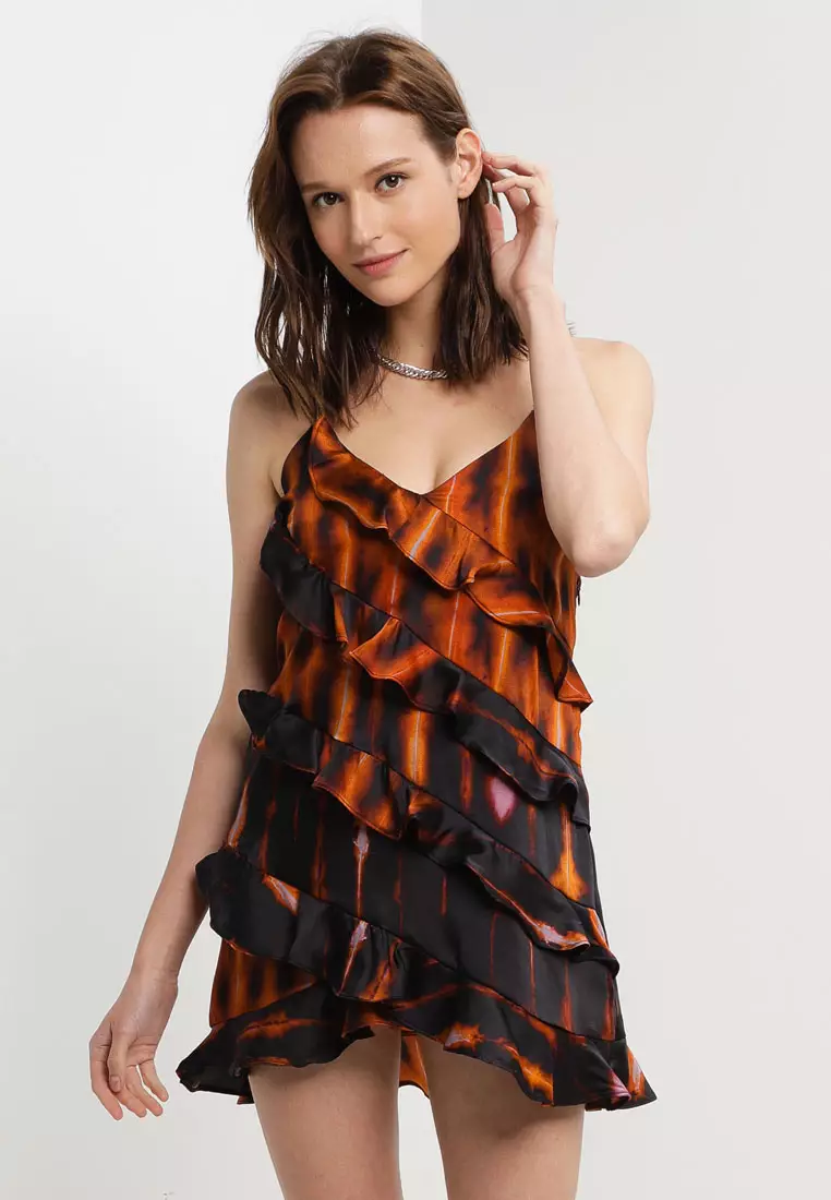 Topshop mini on sale ruffle slip dress