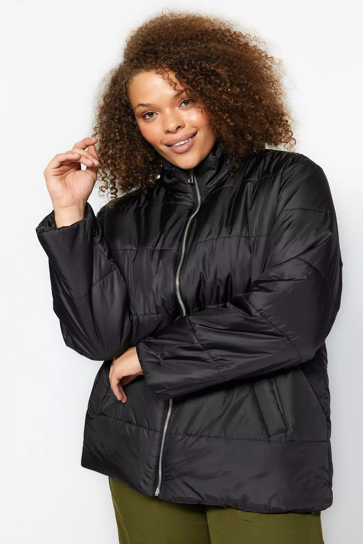Black Basic Oversize Women Inflatable Puffer Coats, Women Puffer Jacket 
