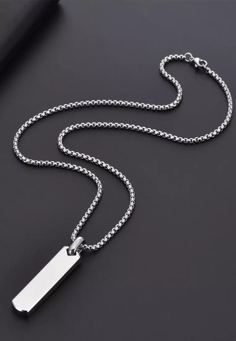 Titanium Steel Rectangular Bar Pendant Necklace JW GS-L205
