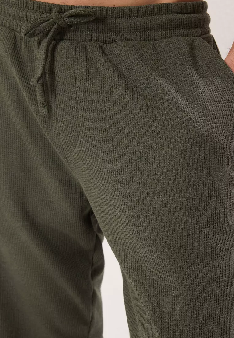 Khaki Oversize/Wide Cut Textured Tracksuit TMNSS25EM00010