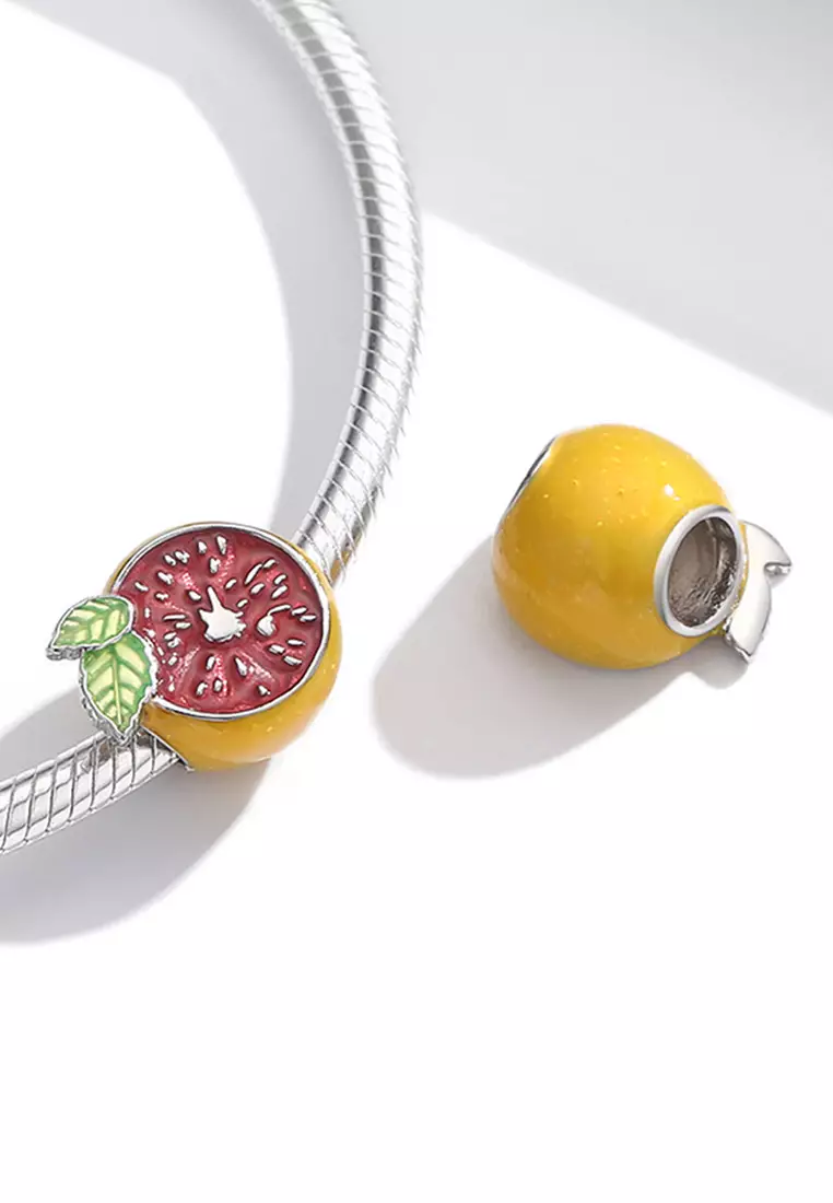 Solid 925 Sterling Silver Easy Squeezy Lemon Bead Charm
