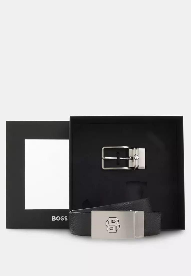 Buy BOSS Double B Monogram Buckle Leather Belt - BOSS Business 2026 ...