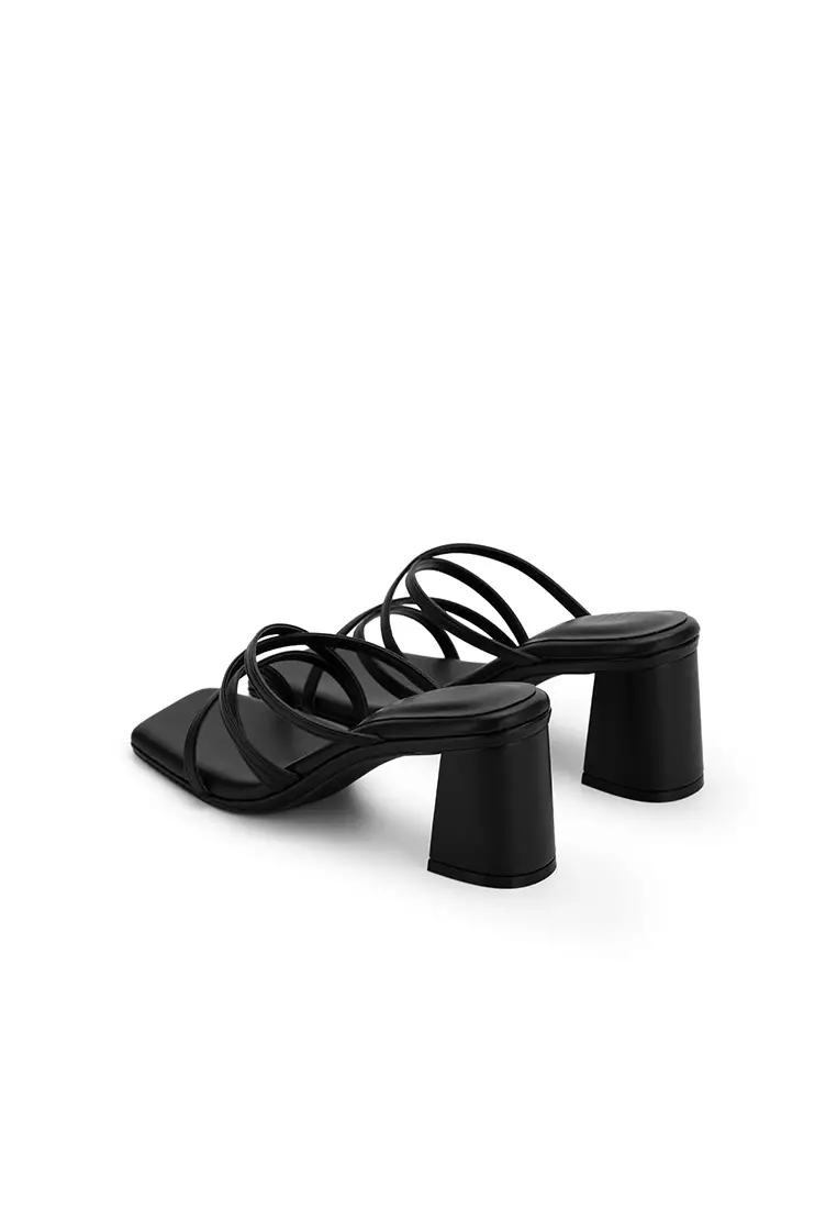 CLOUDFOAM MULTI-STRAP BLOCK HEEL SLIDES方頭踝帶粗跟拖鞋
