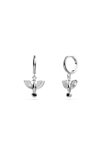 925 Signature silver 925 SIGNATURE Solid 925 Sterling Silver Egyptian Eagle Hoop Earrings in Silver 19D3EAC091730EGS_1