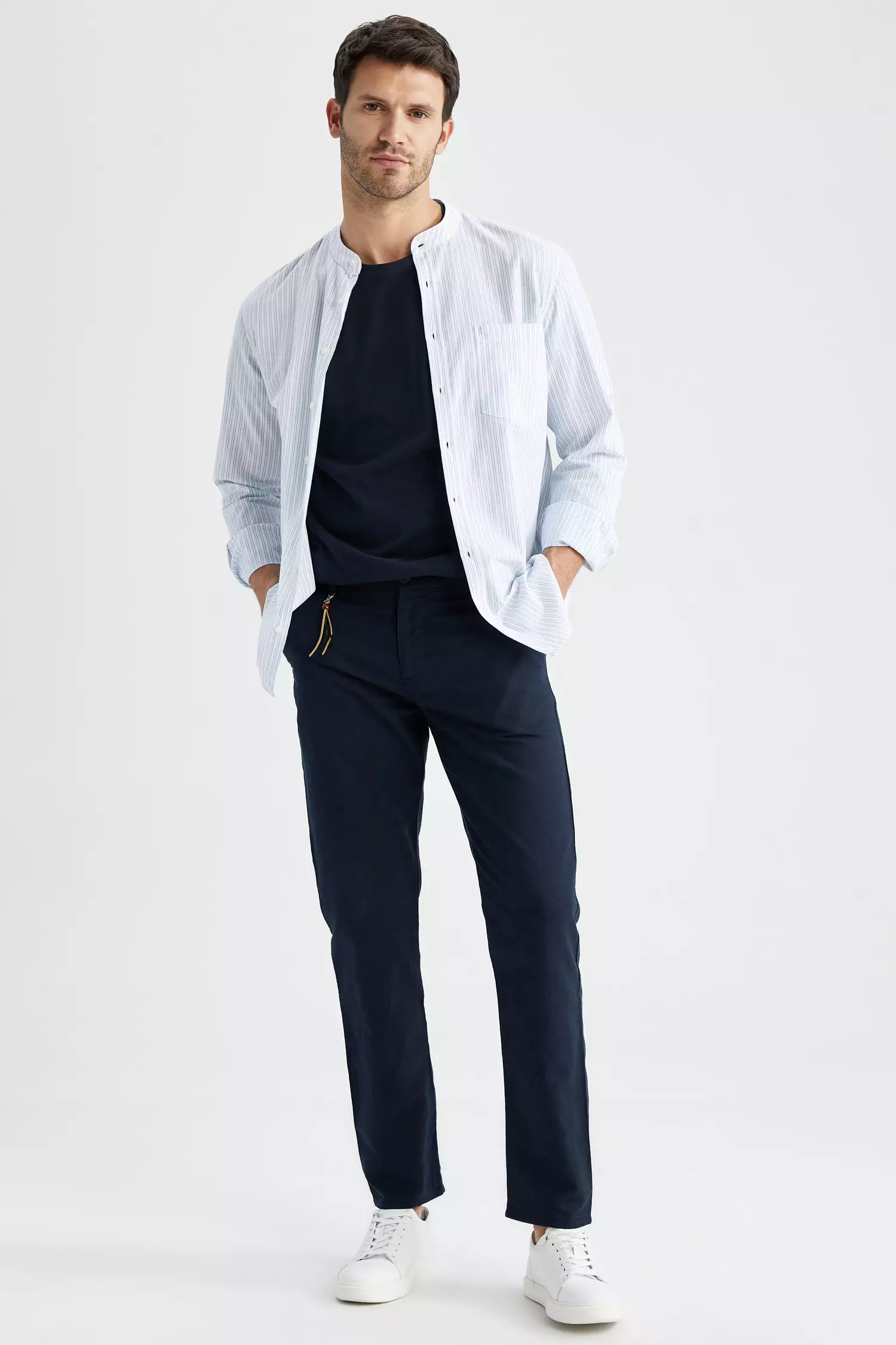 Buy DeFacto Slim Fit Trousers in NAVY 2024 Online