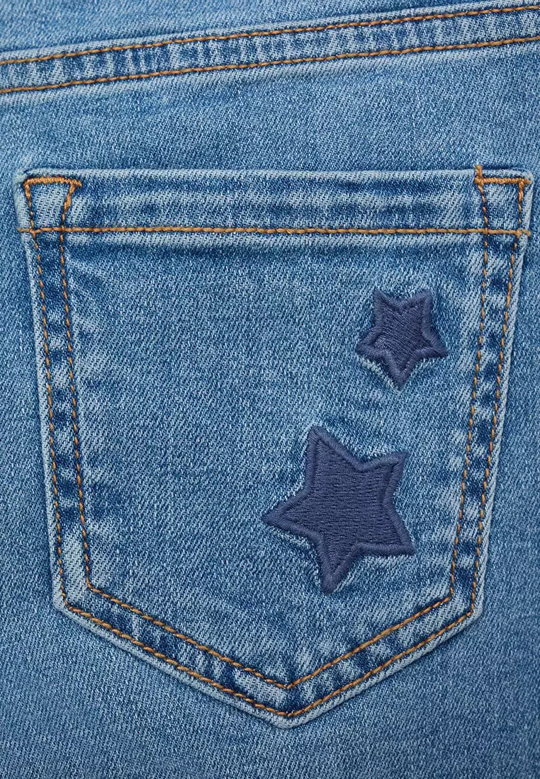 Star-Embroidered Skinny Jeans