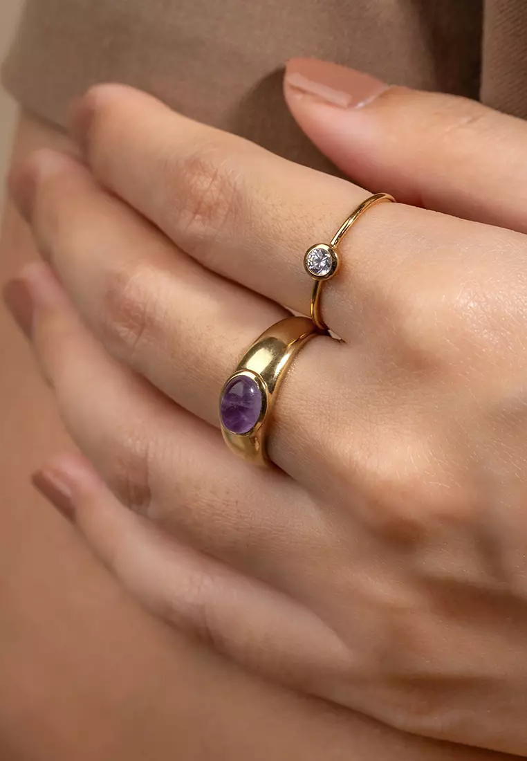 Gold ring amethyst cheap