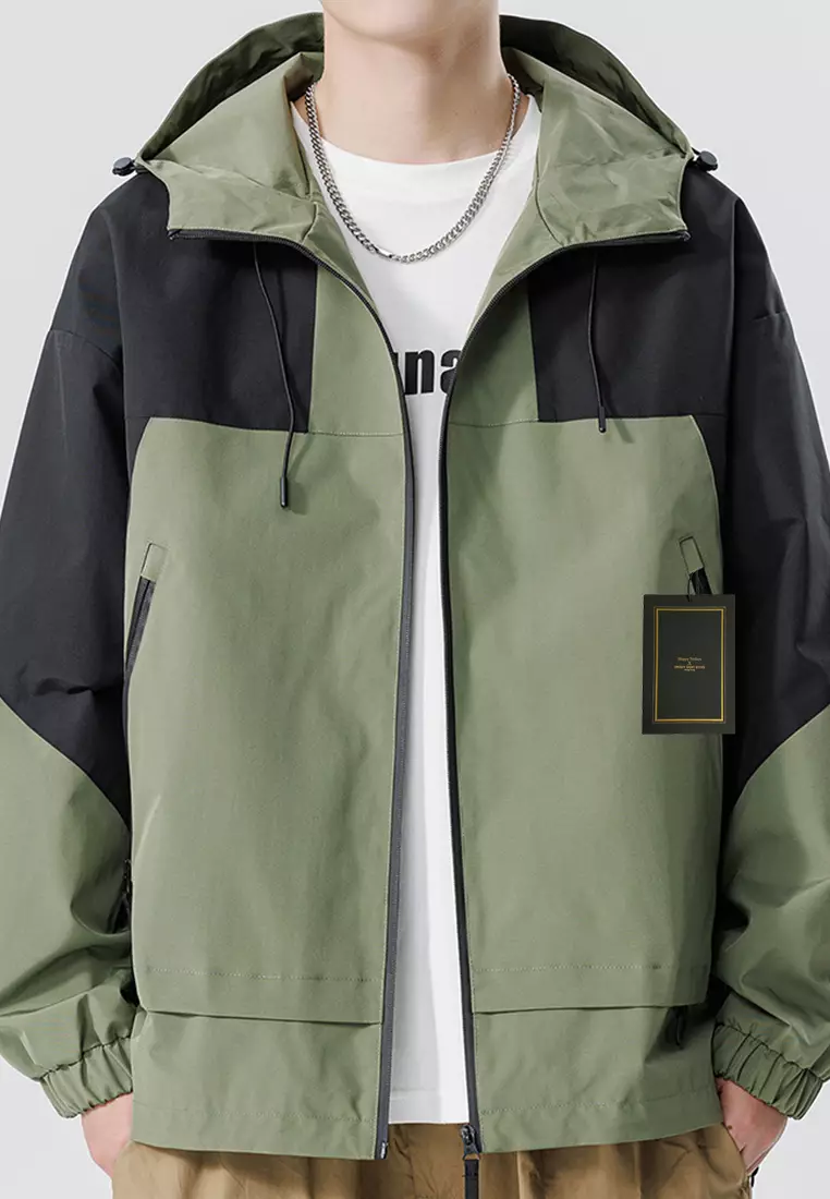 Mens green top hooded jacket