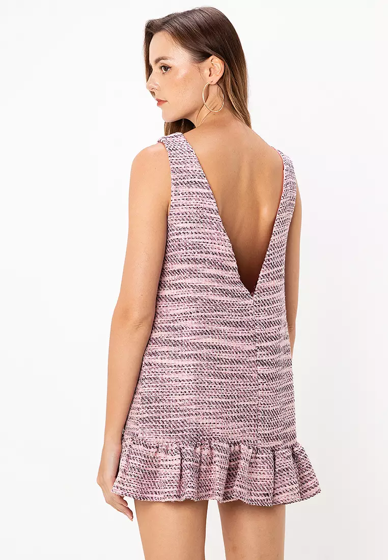 strapless open back dress ASOS black and silver cocktail dress with peplum – The Frockery main image 0